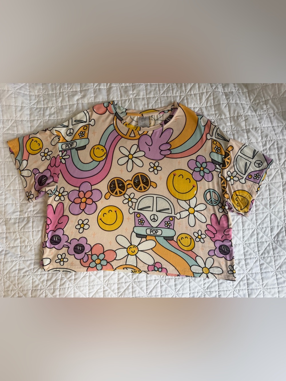 POP UNDERWEAR Retro Smiley Van Cropped bamboo pajama